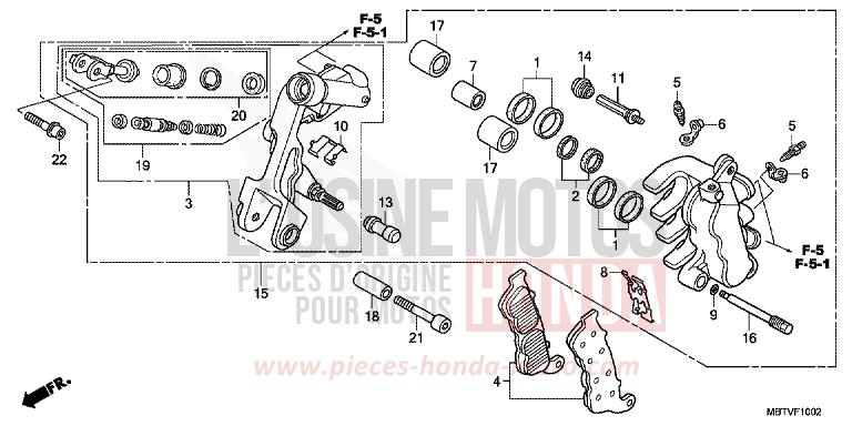 ETRIER DE FREIN AVANT (G.) de Varadero ABS PEARL CONCOURS BLACK (NHA65) de 2011
